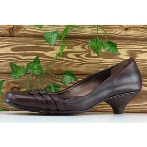 Boutique Nordstrom Size 7.5 M Brown Square Toe Pump‎ Synthetic Women
